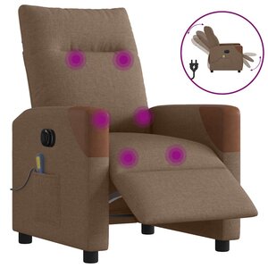 vidaXL Fauteuil inclinable de massage électrique marron tissu