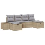 vidaXL Ensemble de canapé de jardin 6 Pièces Beige 55 x 62 x 69 cm