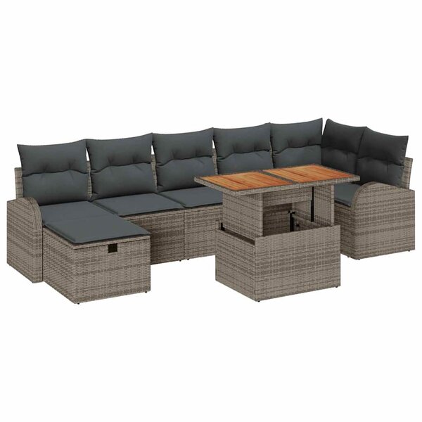 vidaXL Ensemble de canapé de jardin 8 Pièces Gris polyrotin