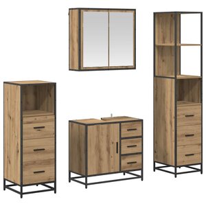 vidaXL Ensemble de mobilier de salle de bain 4 Pièces Chêne artisanal