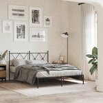 vidaXL Cadre de lit métal sans matelas avec tête de lit noir 140x200cm