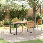 Ensemble de repas de jardin vidaXL 5 pièces Beige Poly Rattan Acacia