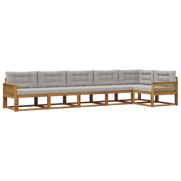 vidaXL Ensemble de canapés d'extérieur 6 Pièces Naturel et Gris clair