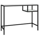 Bureau table poste de travail meuble d'ordinateur informatique étude d'ordinateur marbre 100 x 36 x 74 cm verre trempé blanc 02_0023734