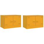vidaXL Meubles TV 2 Pièces jaune moutarde 67x39x44 cm acier