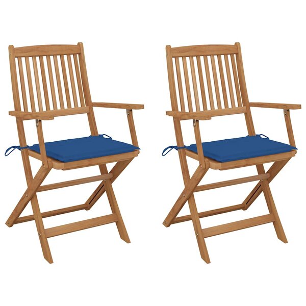 vidaXL Chaises pliables de jardin lot de 2 avec coussins Bois d'acacia
