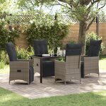 vidaXL Ensemble de salle à manger de jardin de 5 pièces avec coussins gris en poly rattan