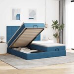 vidaXL Cadre de lit ottoman avec matelas bleu foncé 200x200 cm velours