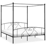 vidaXL Cadre de lit sans matelas avec baldaquin noir 200x200 cm métal