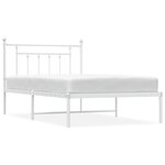 vidaXL Cadre de lit métal sans matelas et tête de lit blanc 107x203 cm
