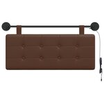 vidaXL Tête de lit suspendue Avec lumière LED Marron Simili cuir