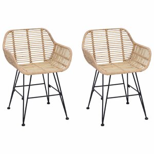 vidaXL Chaise de salle à manger 2 Pièces Naturel 55 x 50 x 74 cm