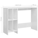 vidaXL Bureau d'ordinateur portable blanc brillant bois d'ingénierie