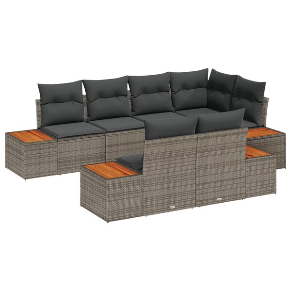 vidaXL Ensemble de canapé de jardin 7 pièces avec coussins gris