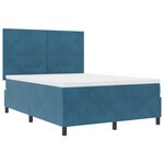 Lit à ressort vidaXL avec matelas bleu foncé 140x200 cm en velours
