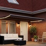 vidaXL Store rétractable manuel avec LEDs Marron et blanc 4 × 3 m