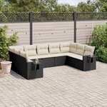 vidaXL Salon de jardin 9 Pièces avec coussins noir résine tressée