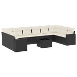vidaXL Salon de jardin 11 Pièces avec coussins noir résine tressée