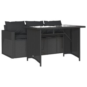 vidaXL Ensemble à manger de jardin coussins 2Pièces noir résine tressée