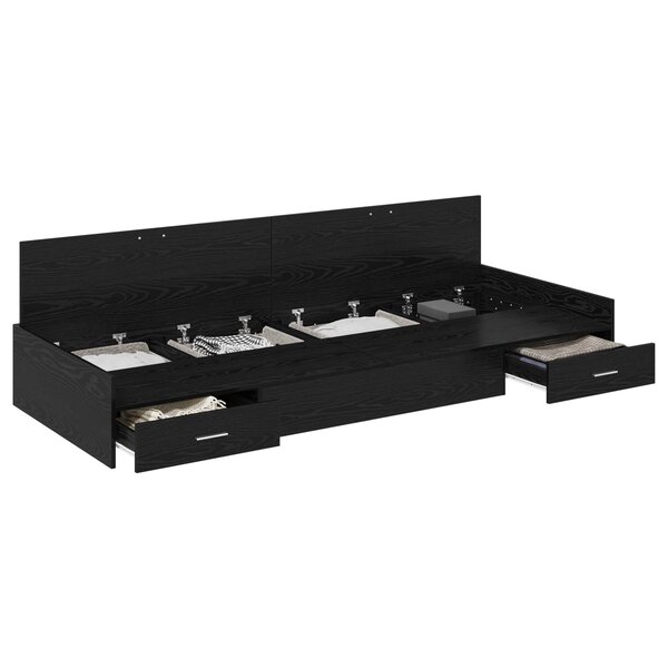 vidaXL Cadre de lit Chêne noir 75 x 190 cm Bois d'ingénierie