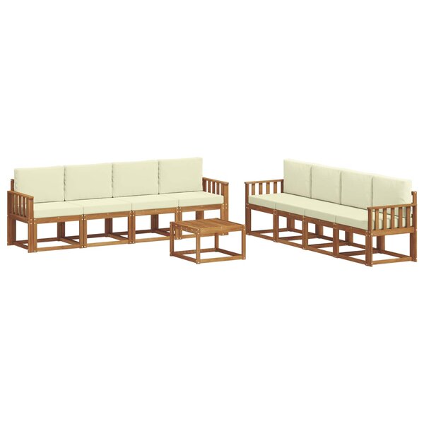 vidaXL Ensemble de canapés d'extérieur 9 pc Naturel et Crème