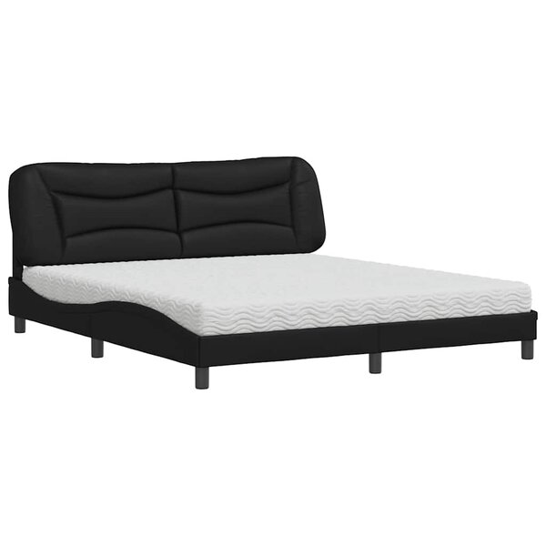 vidaXL Lit avec matelas Hvar noir 180x200 cm similicuir