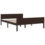 vidaXL Cadre de lit Bois de pin massif Marron foncé 140x200 cm