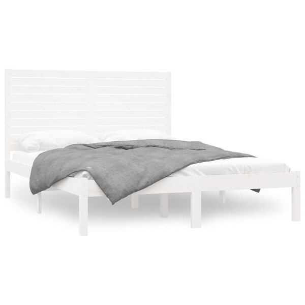 vidaXL Cadre de lit sans matelas blanc 160x200 cm bois massif