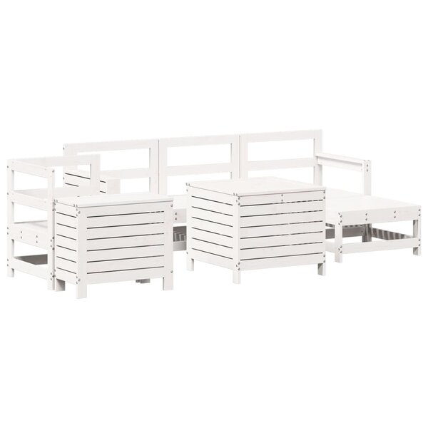 vidaXL Salon de jardin 7 Pièces blanc bois de pin massif