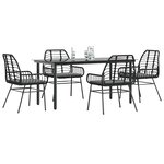 vidaXL Ensemble à manger de jardin et coussins 5 Pièces noir rotin verre