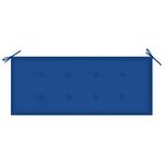 vidaXL Banc Batavia avec coussin bleu royal 120 cm Bois de teck massif