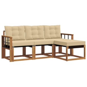 vidaXL Ensemble de canapés d'extérieur 4 pc Naturel et Beige