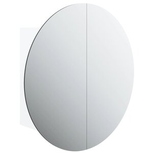 vidaXL Armoire de salle de bain miroir rond et LED Blanc 47x47x17 5 cm