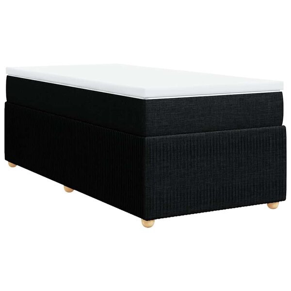 vidaXL Sommier à lattes de lit avec matelas Noir 90x190 cm Tissu