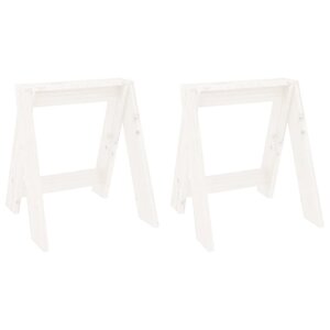vidaXL Tabourets lot de 2 blanc 40x40x45 cm bois massif de pin