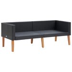 vidaXL Salon de jardin 2 Pièces avec coussins Résine tressée Noir