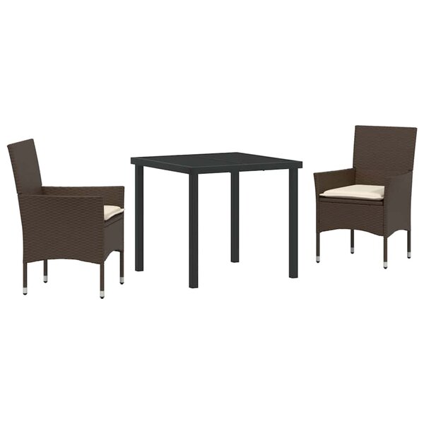vidaXL Ensemble de salle à manger pour jardin 3 Pièces Marron Poly rotin