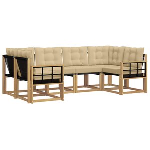vidaXL Ensemble de canapés d'extérieur 6 pc Blanc et Beige