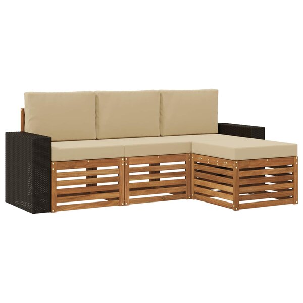 vidaXL Ensemble de canapés d'extérieur 4 pc Naturel et Beige