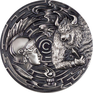 Monnaie THESEUS AND THE MINOTAUR Evil Within 3 Oz Argent 20$ Palau 2021