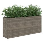 vidaXL Jardinières avec 2 pots 2 Pièces gris 90x20x40 cm résine tressée