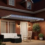 vidaXL Auvent rétractable électrique Bleu  Blanc  Anthracite 5 × 3 5 m