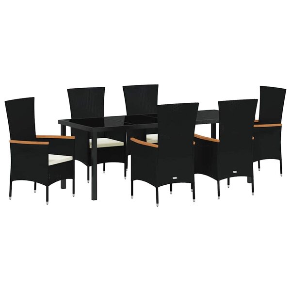 vidaXL Ensemble de salle à manger pour jardin 7 Pièces Noir Poly rotin