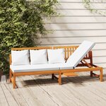 vidaxL Lit de jour avec coussin crème 200x60x75cm Bois d'acacia solide