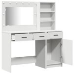 Ensemble de coiffeuse 2 pièces avec LED en bois d'ingénierie blanc