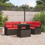vidaXL Ensemble de canapé de jardin 6 Pièces Marron Poly rotin