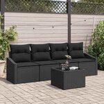 vidaXL Ensemble de canapé de jardin Manuel 5 Pièces Noir 55 x 55 x 37 cm