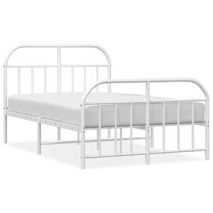 vidaXL Cadre de lit métal sans matelas et pied de lit blanc 120x200 cm