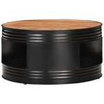 vidaXL Table basse Noir 68x68x36 cm Bois d'acacia massif