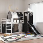 vidaXL Lit superposé sans matelas avec toboggan blanc noir 80x200 cm